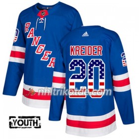 New York Rangers Trikot Chris Kreider 20 Adidas 2017-2018 Blau USA Flag Fashion Authentic - Kinder